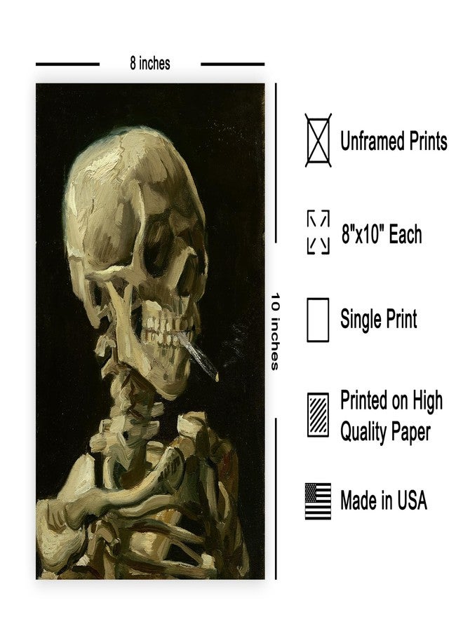 Poster Master Vintage Van Gogh Poster - Retro Skull of a Skeleton with Burning Cigarette Print - Skeleton Art - Gift for Men, Women - Decor for Bedroom, Living Room, Office - 8x10 UNFRAMED Wall Art - Image 2